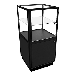 CBDL Black Pedestal Display Case With Storage by Showfront