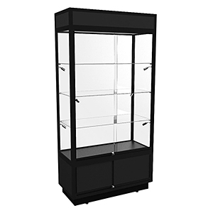 TSF 1000 Black Upright Glass Display Cabinet With LED Lights & Storage by Showfront
