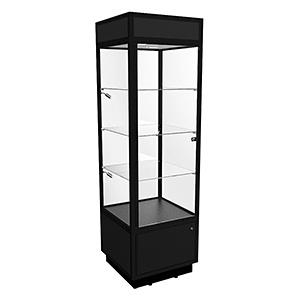 TSF 600 Black Tower Display Cabinet with LED Downlights and Storage by Showfront