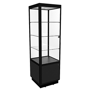 TSF 600 Black Tower Display Cabinet With Slimline Lightbox and LED Lighting by Showfront
