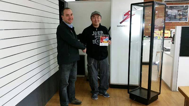 Oz Comic Con winner Steven Yap with Showfront GM, Sam Makdissi
