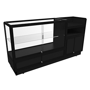 SCGD 1800 Black Service Counter with Glass Display Cabinet by Showfront