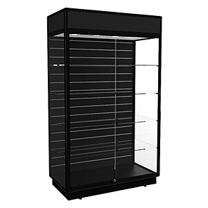 TGF 1200 Black Display Cabinet with Slatwall Panel by Showfront