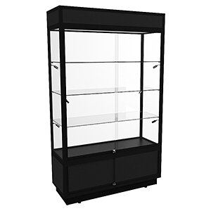TSF 1200 Black Upright Display Cabinet with LED Lights and Storage – Fully Assembled  - Black